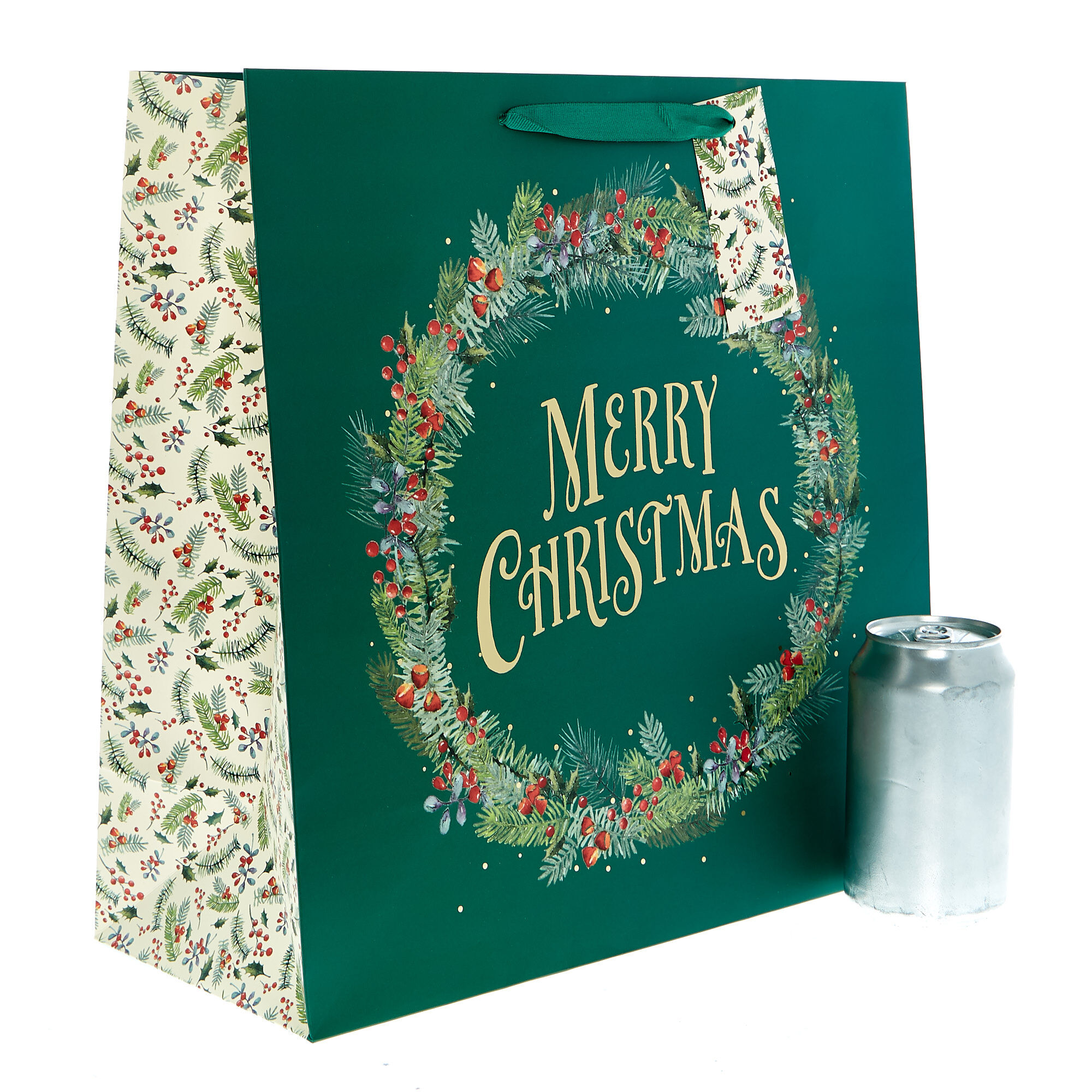 Buy Large Square Green Wreath Christmas Gift Bag for GBP 1.39 Card Factory UK