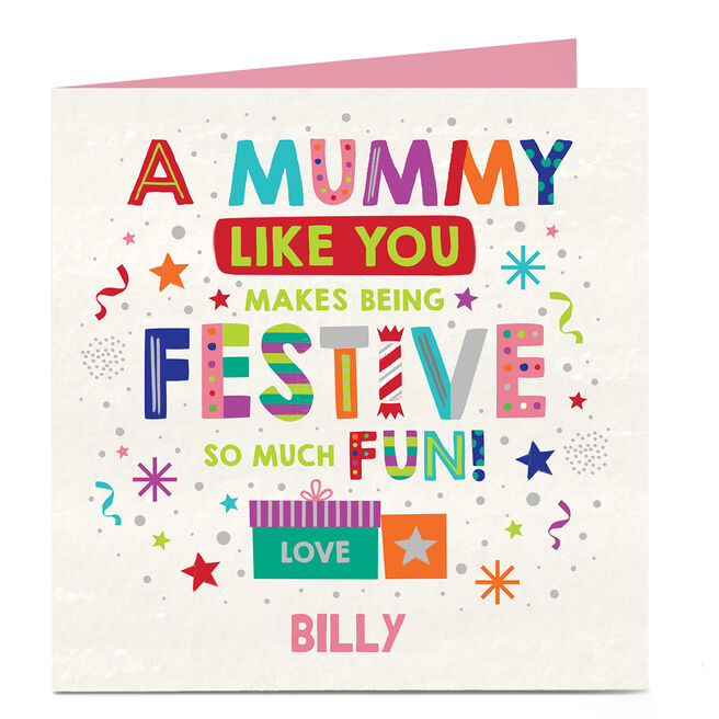 Personalised Christmas Card - Bright Festive Fun, Mummy