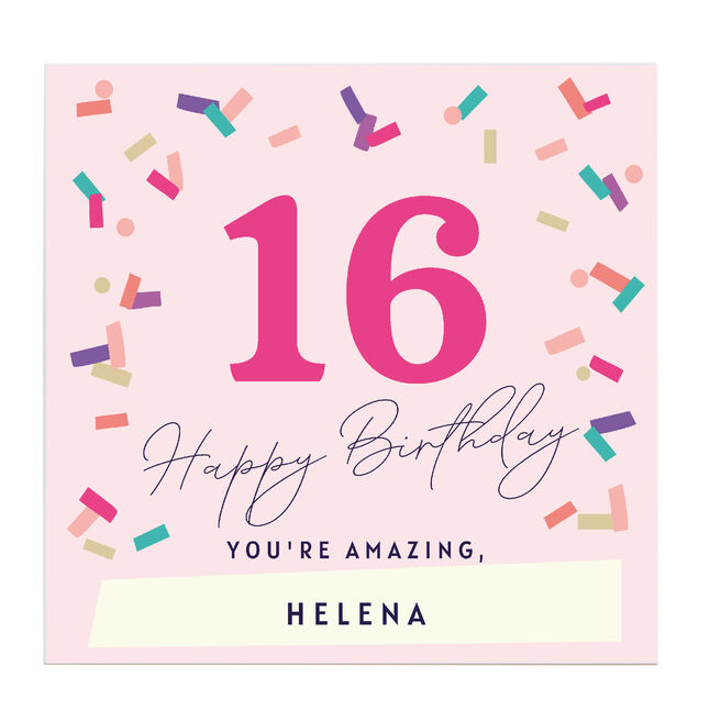 Personalised Belgian Chocolates - Pink Confetti, Editable Age