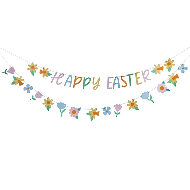 Floral Happy Easter Card Banner