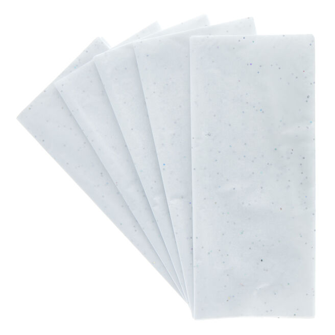 White Glitter Tissue Paper - 6 Sheets