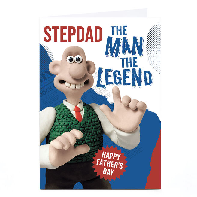 Personalised Wallace and Gromit Father's Day Card - The Man The Legend, Stepdad