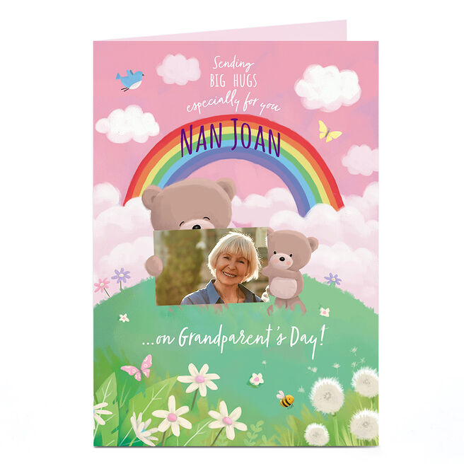 Photo Hugs Bear Grandparents Day Card - Bear & Rainbow