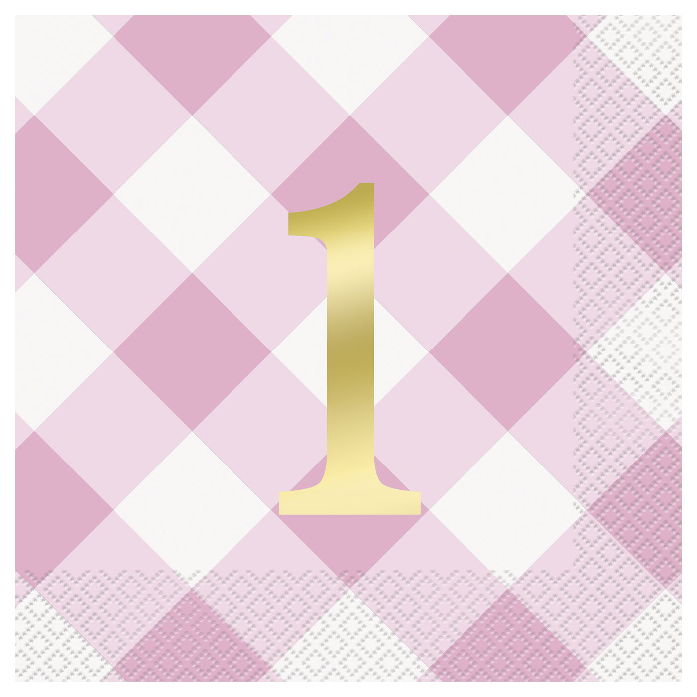 Buy Pink Gingham 1st Birthday Party Tableware & Decorations Bundle - 16 ...