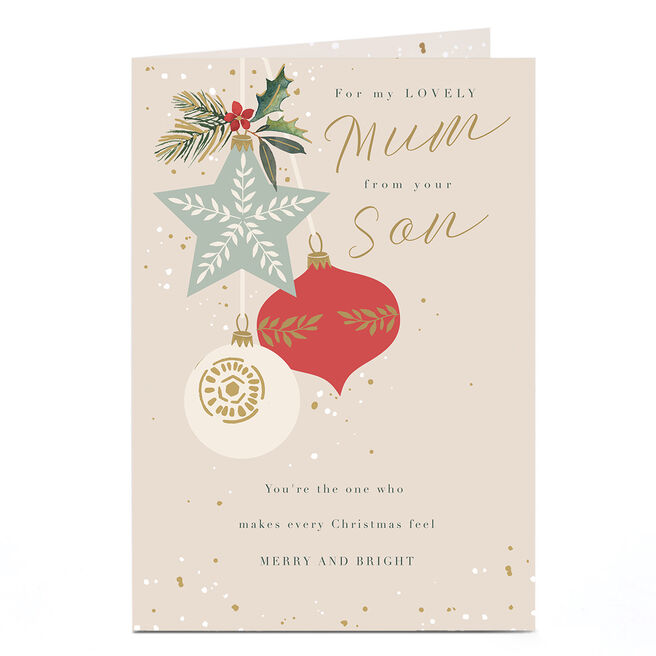 Christmas Card - You Make Christmas Merry & Bright, Mum From Son