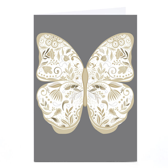 Personalised Birthday Card - Gold Butterfly
