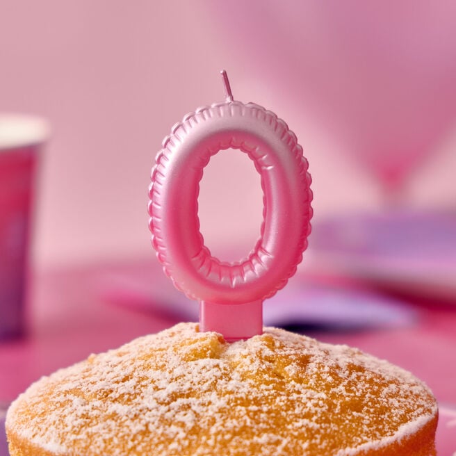 Pink Number 0 Cake Candle