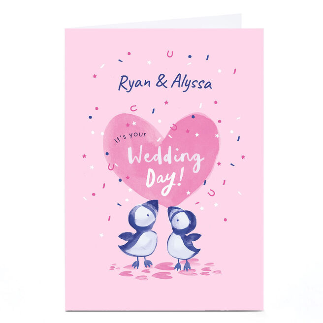 Personalised Wedding Card - Puffins Celebration Confetti