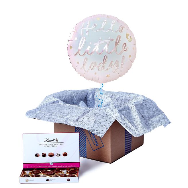 Hello Little Lady Balloon & Lindt Chocolates - FREE GIFT CARD!