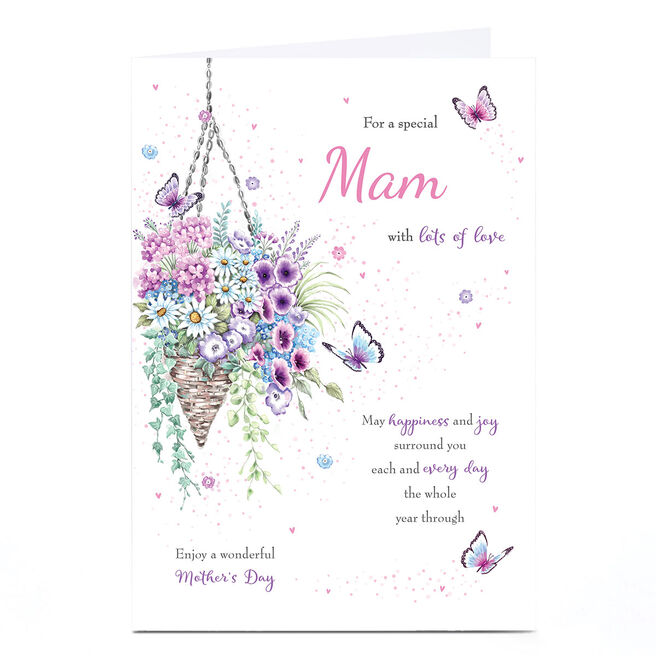 Personalised Mother's Day Card - Butterfly Hanging Basket, Special Mam