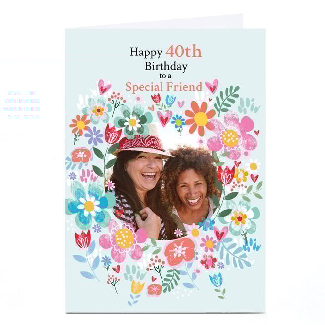 Photo Lindsay Loves to Draw 40th Birthday Card - Flower Frame, Editable Age & Recipient