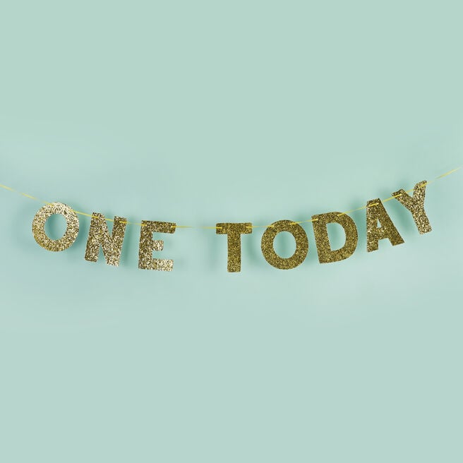 Gold Glitter One Today Card Banner 2m