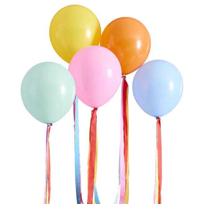 Premium Bright Latex 12-Inch Balloons & Tassel Tails - Pack of 5