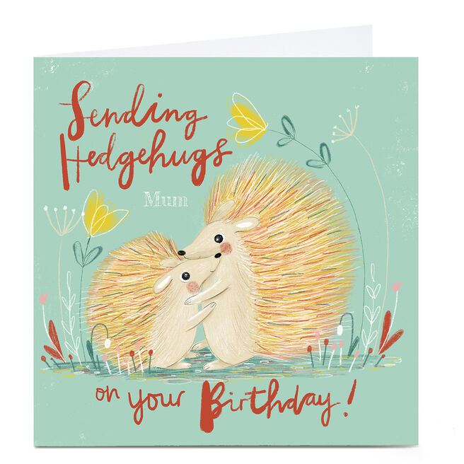 Personalised Emma Valenghi Birthday Card - Sending Hedgehugs