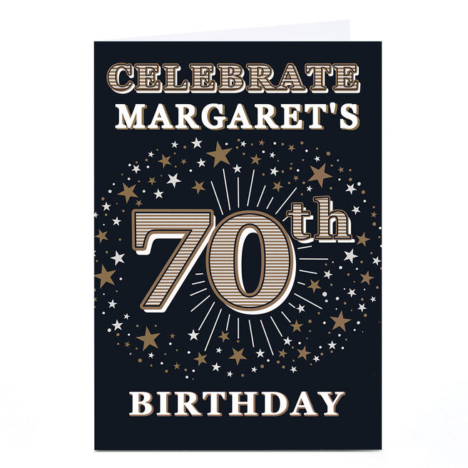 Personalised 70th Birthday Invitation - Gold Stars