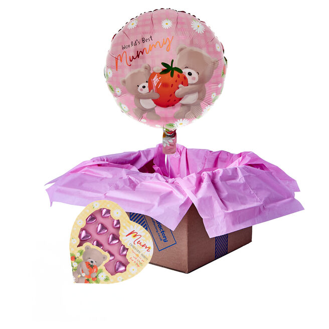 World's Best Mummy Hugs Balloon & Chocolate Hearts - Pre Order For Mother's Day!