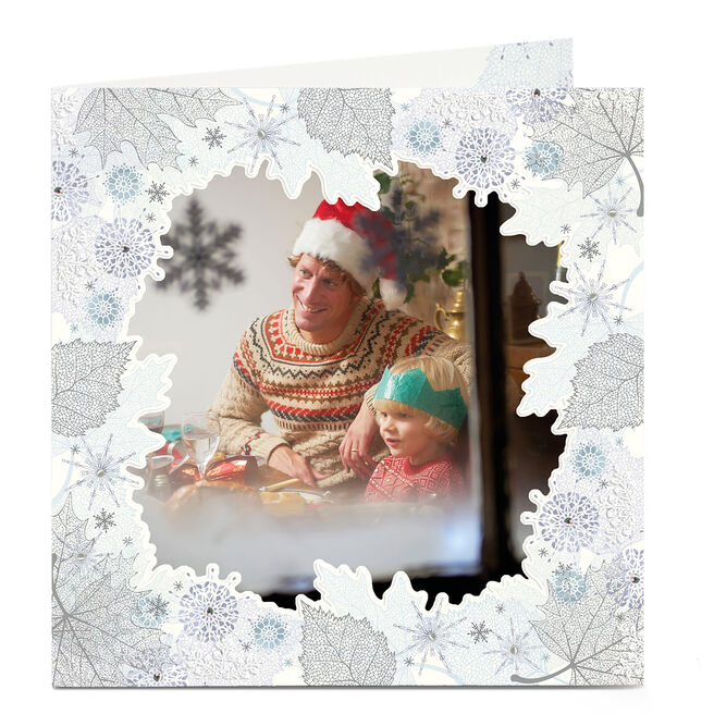 Photo Christmas Card - Leaves And Snowflakes