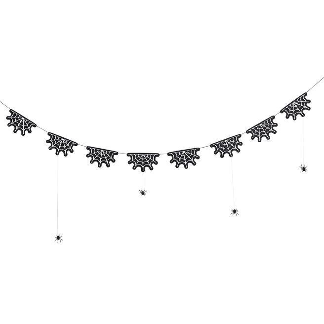 Cobweb Card Garland With Hanging Spiders 2m