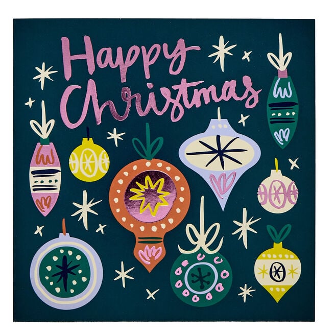 10 Square Contemporary Baubles Charity Christmas Cards