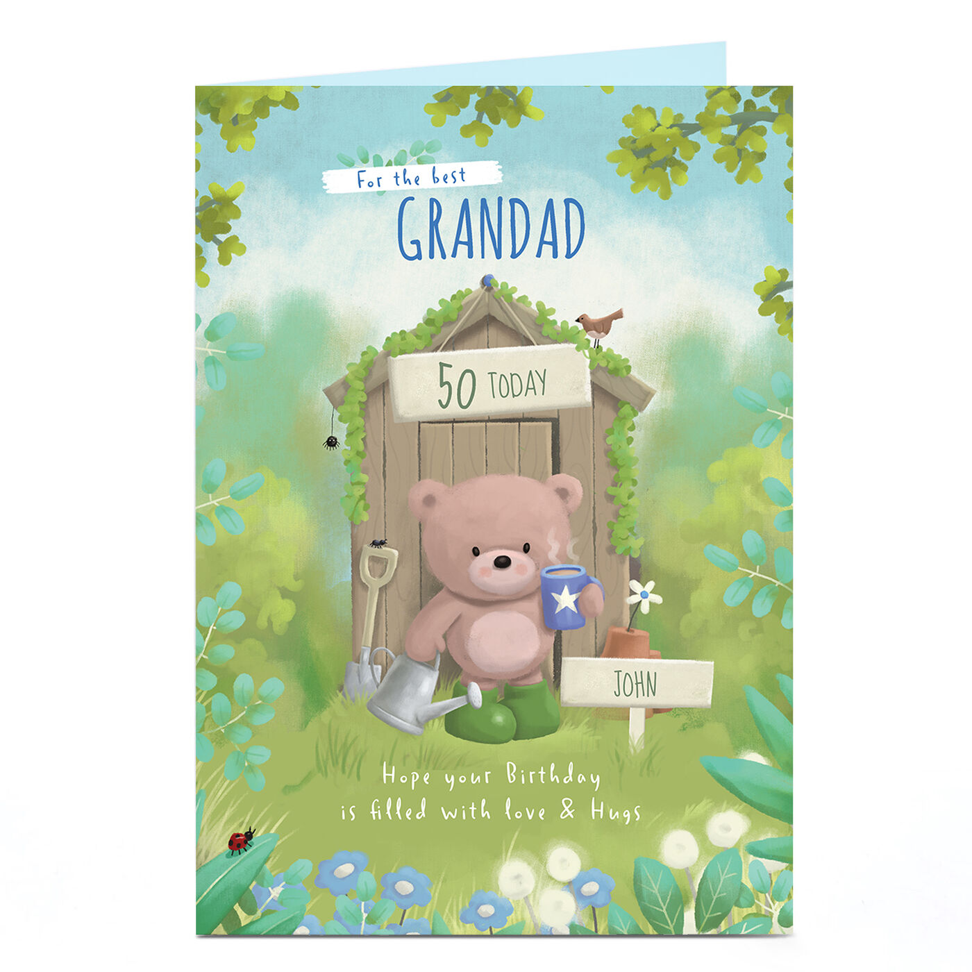 Buy Personalised Hugs Birthday Card - Garden Shed, Editable Age for GBP ...