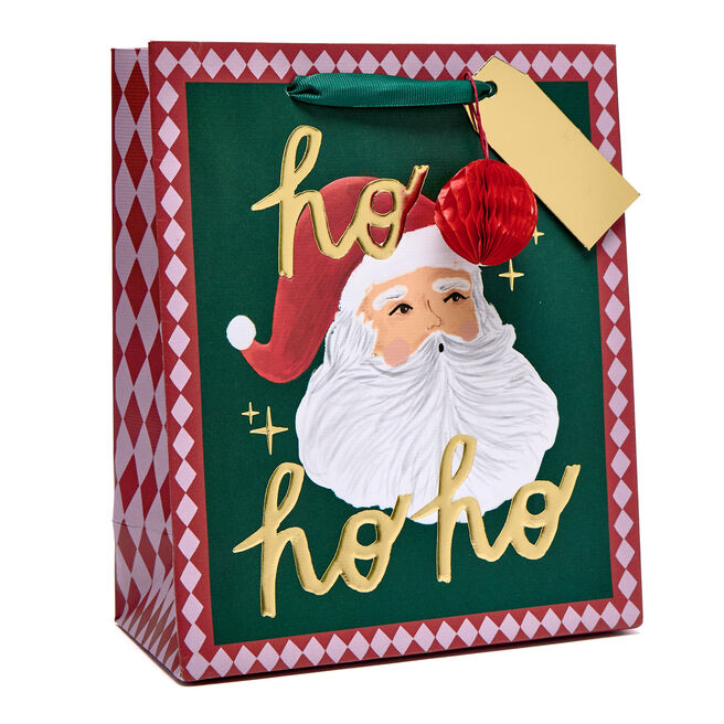 Santa Ho Ho Ho Medium Portrait Gift Bag With Honeycomb