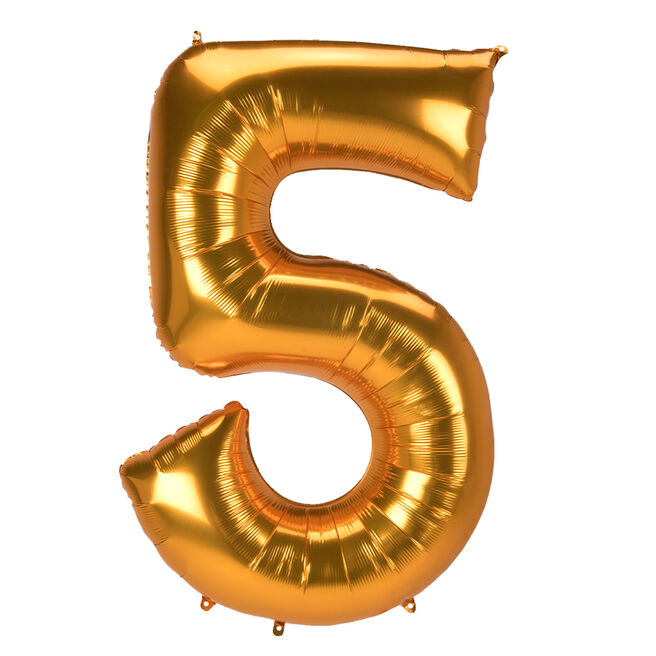 JUMBO 53-Inch Gold Foil Number 5 Balloon (Deflated) 