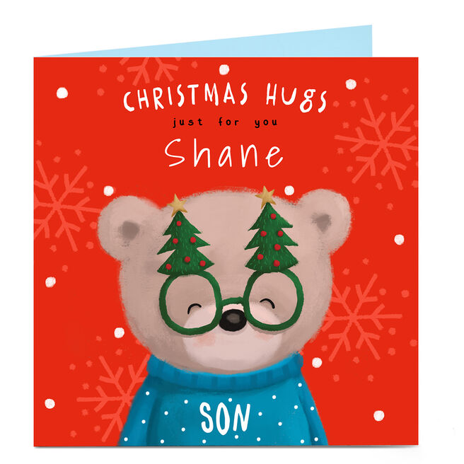Personalised Christmas Card - Christmas Hugs, Son