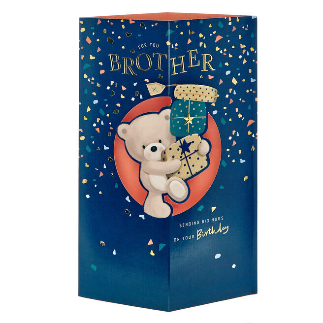 Brother For You Hugs Bear 3D Birthday Card