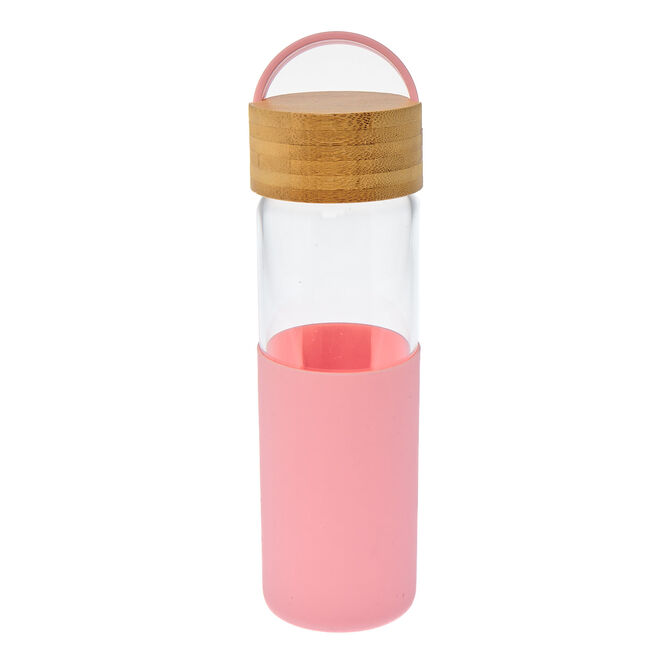 Salmon Pink & Wood Water Bottle