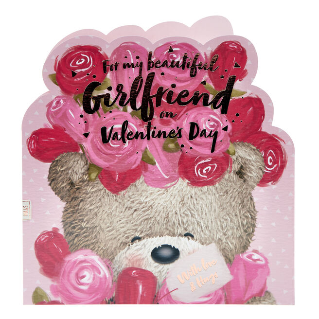 Beautiful Girlfriend Hugs & Roses Valentine's Day Card