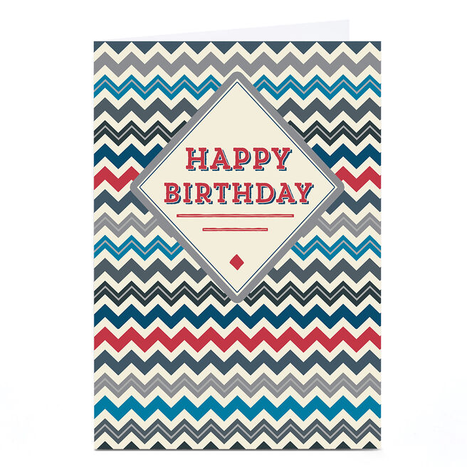 Personalised Birthday Card - Zigzag Background