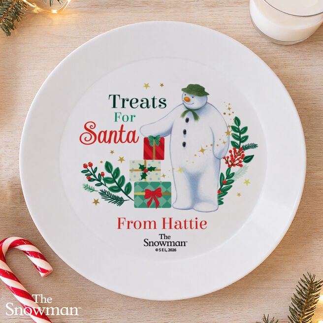 Personalised The Snowman Treats For Santa Plastic Plate