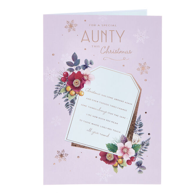 Aunty Pink Floral Christmas Card
