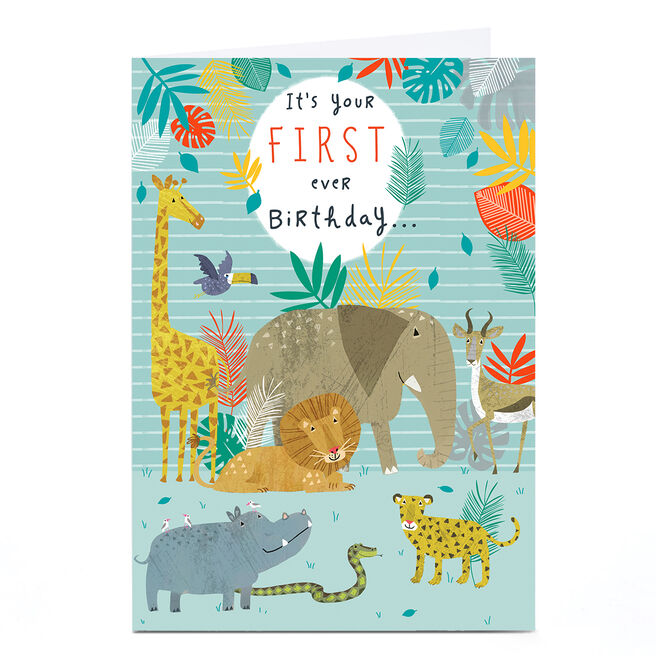 1st Birthday Card - Zoo Animals, First Ever Birthday