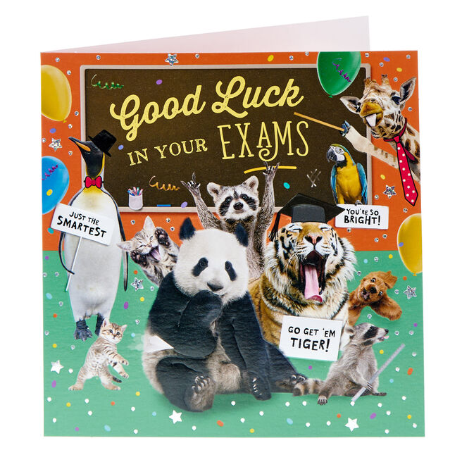 Wild Animals Good Luck In Your Exams Card