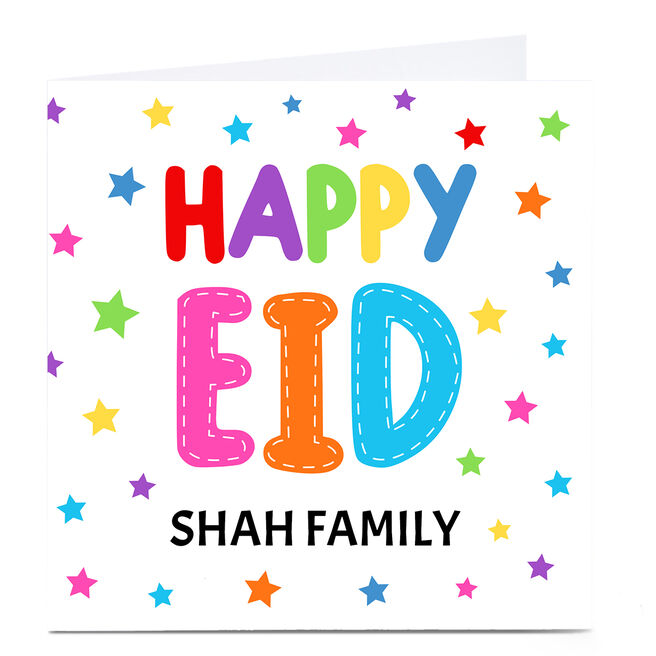 Personalised Roshah Designs Eid Card - Colourful Stars