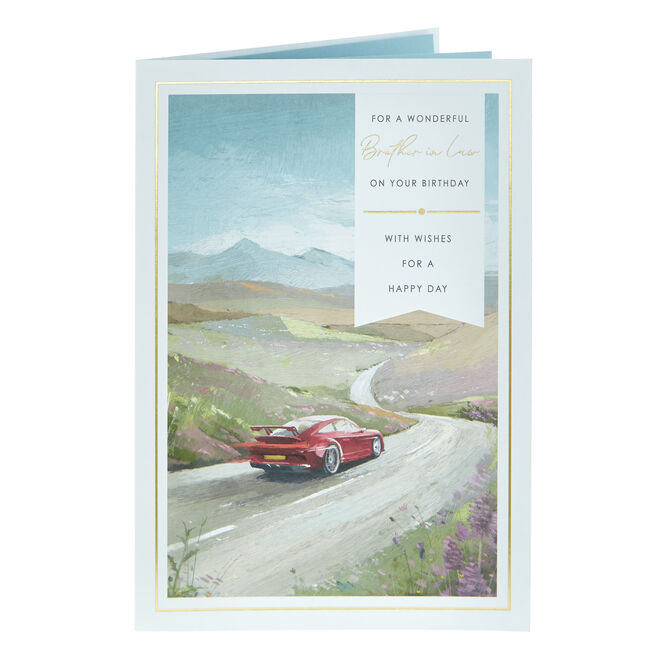 Brother In Law With Wishes Sports Car Birthday Card