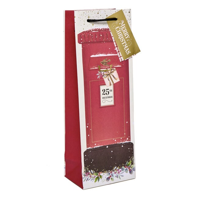 Postbox Christmas Bottle Gift Bag