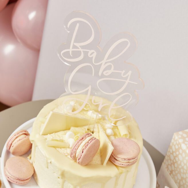 Pink Baby Girl Acrylic Cake Topper
