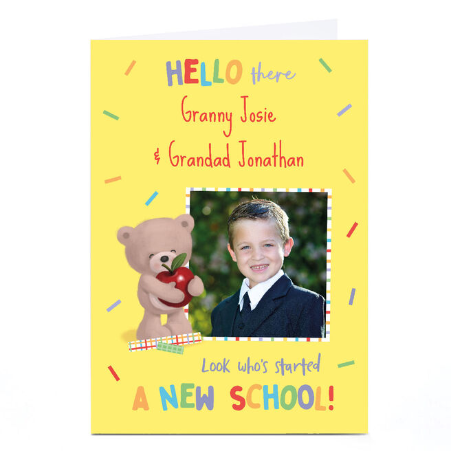 Personalised Hugs First Day at School card - Look who started a new school