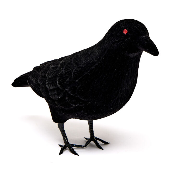 Flocked Raven Decoration