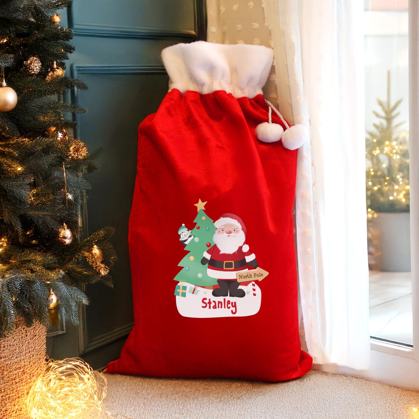 Pink Personalised Velvet Santa Sack With Gold Name – Aussie Made Christmas