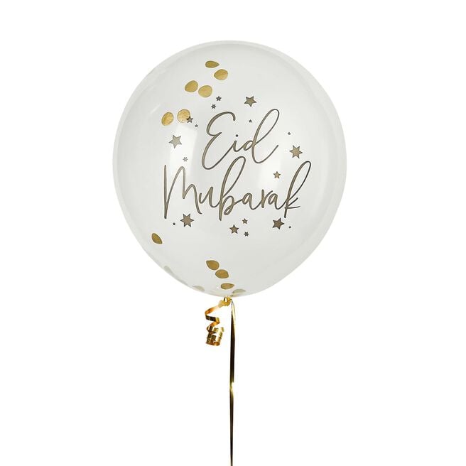 Eid Mubarak Confetti 12-Inch Latex Balloons - Pack of 5