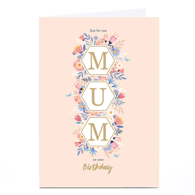 Personalised Birthday Card - Hexagon Florals, Mum