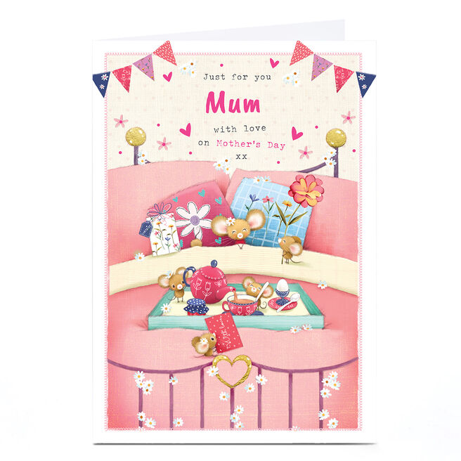 Personalised Mother's Day Card - Breakfast in Bed, Mum