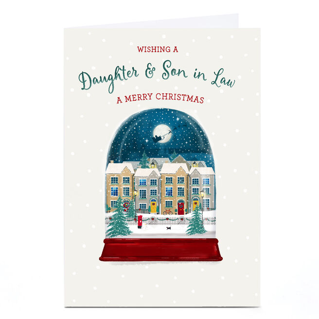 Personalised Christmas Card - Winter Town Snowglobe, Daughter and Son in Law