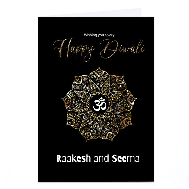 Personalised Roshah Designs Diwali Card - Black & Gold 