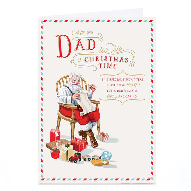 Personalised Christmas Card - Santa Sat in Chair, Dad