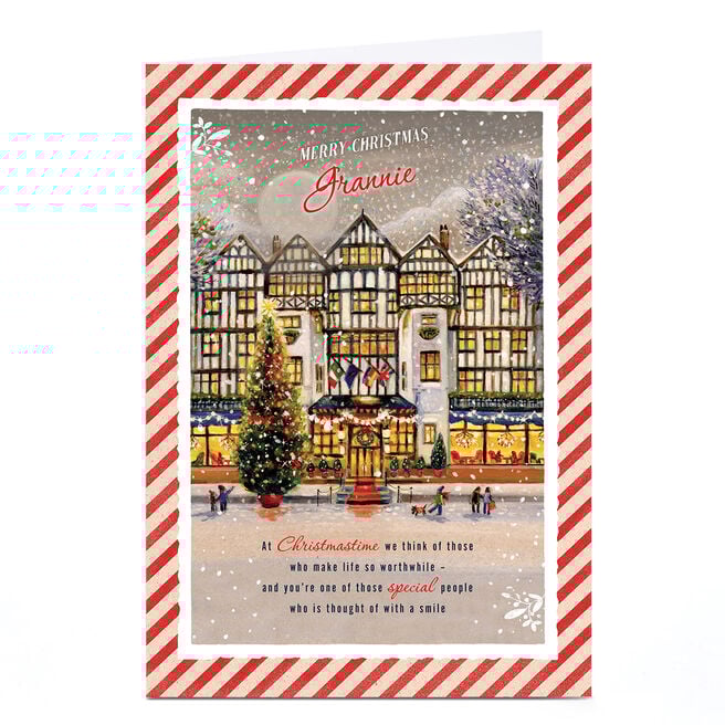 Personalised Christmas Card - Snowy Village Scene, Grannie