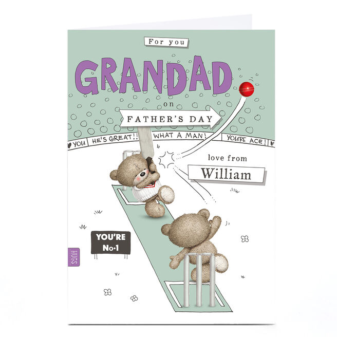 Hugs Personalised Father's Day Card - Cricket Bears Grandad